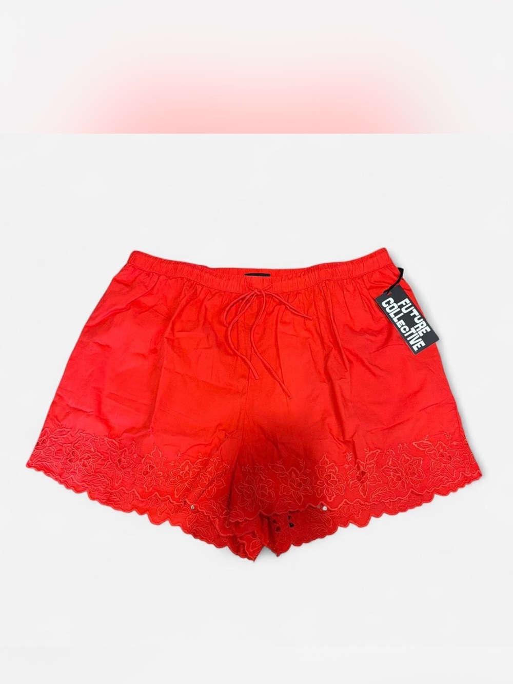 Future Collective 1X Red Lace-Trim Shorts- NWT